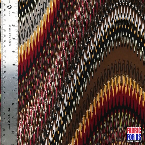 Waves Tidal with Gold Color Lining Stretch Fabric 58" Wide - Picture 4 of 5